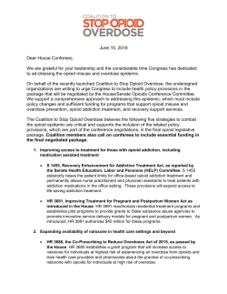Letter to Congress from the Coalition to Stop Opiod