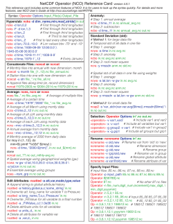 NetCDF Operator (NCO) Reference Card version 4.6.1