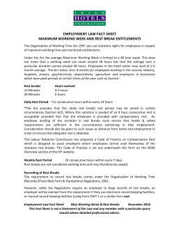 Maximum Working Week and Rest Break entitlements