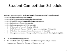 Student Competition Schedule Notes: Items in RED are near term