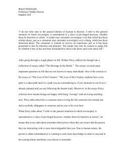 The Loss of the Creature - English 102