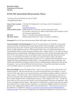 ECON 2555: Intermediate Microeconomic Theory