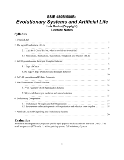 Evolutionary Systems and Artificial Life