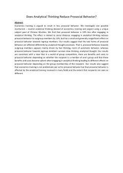 Does Analytical Thinking Reduce Prosocial Behavior?