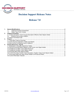 Decision Support Release Notes