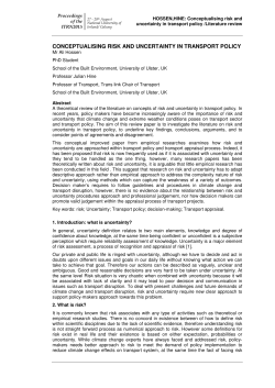 conceptualising risk and uncertainty in transport policy