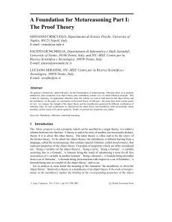A Foundation for Metareasoning Part I: The Proof Theory