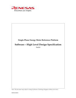 Software &ndash; High Level Design Specification