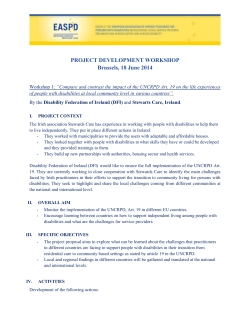 PROJECT DEVELOPMENT WORKSHOP Brussels, 18 June