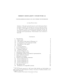 SERRE`S MODULARITY CONJECTURE