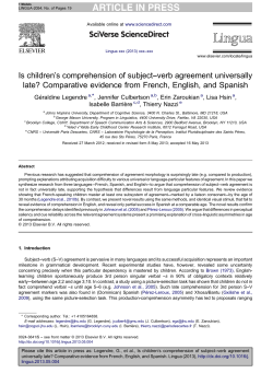 Is children`s comprehension of subject&ndash;verb