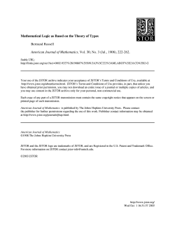 Mathematical Logic as Based on the Theory of Types Bertrand