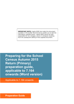 Preparing for the School Census Autumn 2015 Return (Primary