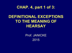 CHAP. 4: DEFINITIONAL EXCEPTIONS and EXCEPTIONS TO THE