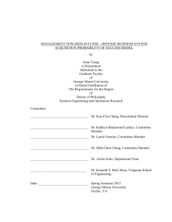 MANAGEMENT TOWARDS SUCCESS&mdash;DEFENSE BUSINESS