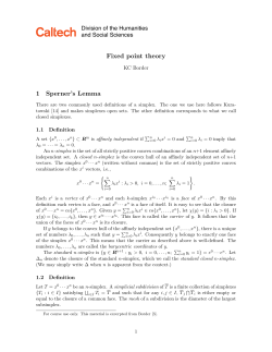 Fixed point theory 1 Sperner`s Lemma