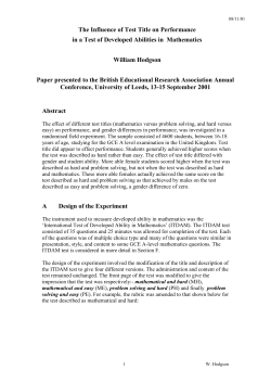 Developed Mathematical Ability and the ITDAM Test