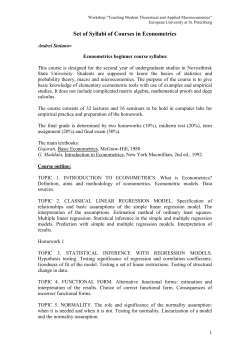 Financial Econometrics: problems and application of methods and