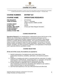 COURSE SYLLABUS