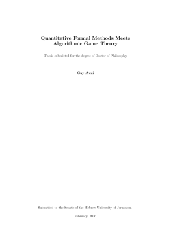 Quantitative Formal Methods Meets Algorithmic Game Theory