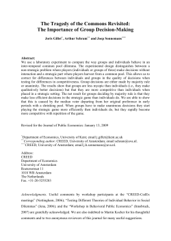 The Tragedy of the Commons Revisited