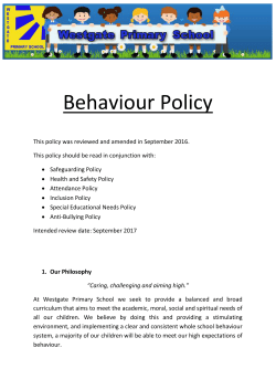Behaviour Policy - Westgate Primary School