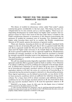 model theory for the higher order predicate calculus