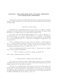 LECTURE 2. THE HASSE-WEIL ZETA FUNCTION: DEFINITION
