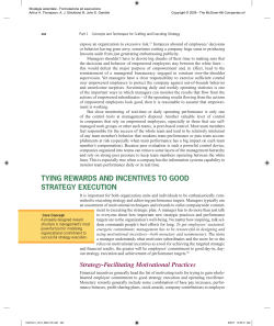 tying rewards and incentives to good strategy execution