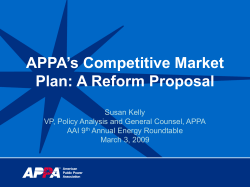APPA`s Competitive Market Plan: A Roadmap for Reforming RTO