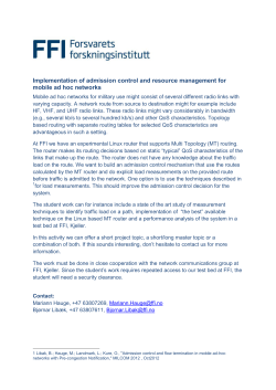 Implementation of admission control and resource management for