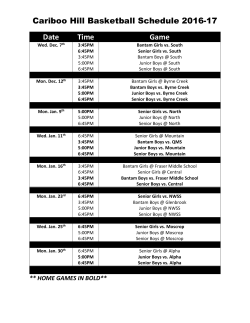 Cariboo Hill Basketball Schedule 2016