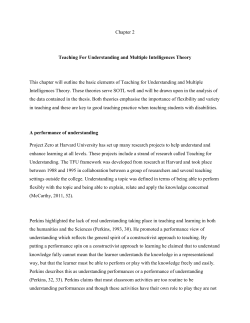 Teaching For Understanding and Multiple Intelligences Theory