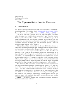 The Myerson-Satterthwaite Theorem1