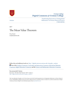 The Mean Value Theorem - Digital Commons @ Ursinus College