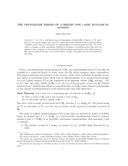 The Crystalline Period of a Height One p