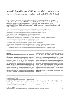 Amyloid b peptide ratio 42/40 but not Ab42 correlates with phospho