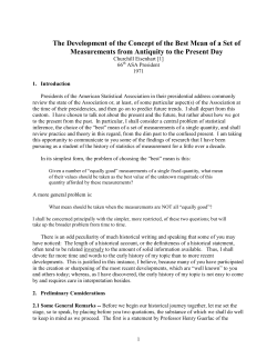 The Development of the Concept of the Best Mean of a Set of
