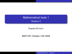 Mathematical tools 1 - Session 2