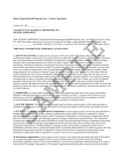 Major League Baseball Properties, Inc. License Agreement
