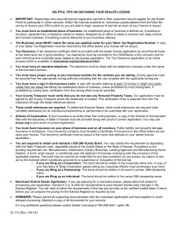 D-17a Application for a Vehicle Dealer License