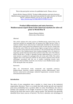 Product differentiation and entry barriers: Mediterranean export firms