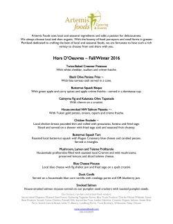 Hors D`Oeuvres &ndash; Fall/Winter 2016