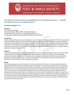 The Effect of Lower Limb Cast Immobilisation on Calf Pump