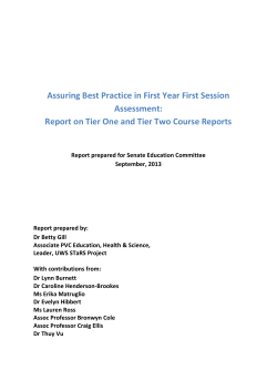 Assuring Best Practice in First Year First Session Assessment