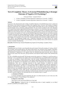 Test of Complicity Theory: Is External Whistleblowing A