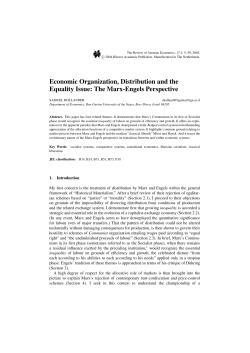 Economic Organization, Distribution and the Equality Issue: The