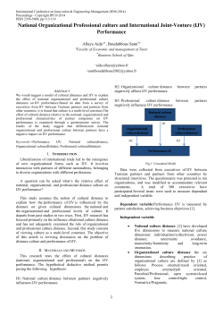 National Organizational Professional culture and International Joint