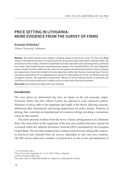 priCE SETTiNG iN liThuANiA: mOrE EvidENCE frOm ThE SurvEy Of