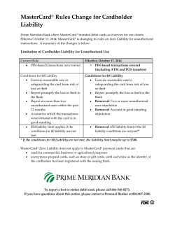 MasterCard&reg; Rules Change for Cardholder Liability